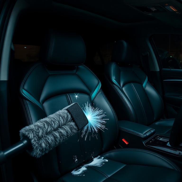 Leather car seats being deep cleaned
